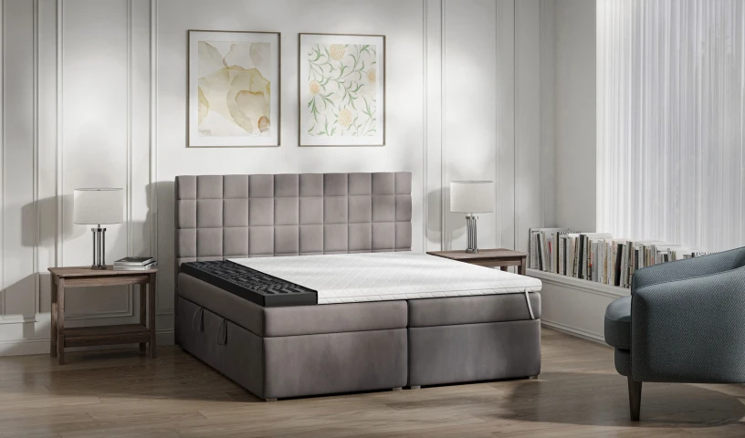 Łóżko kontynentalne tapicerowane do sypialni 140/200, 160/200, 180/200