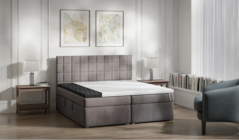 Łóżko kontynentalne tapicerowane do sypialni 140/200, 160/200, 180/200