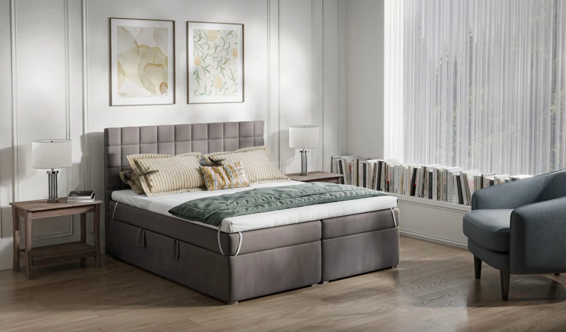 Łóżko kontynentalne tapicerowane do sypialni 140/200, 160/200, 180/200