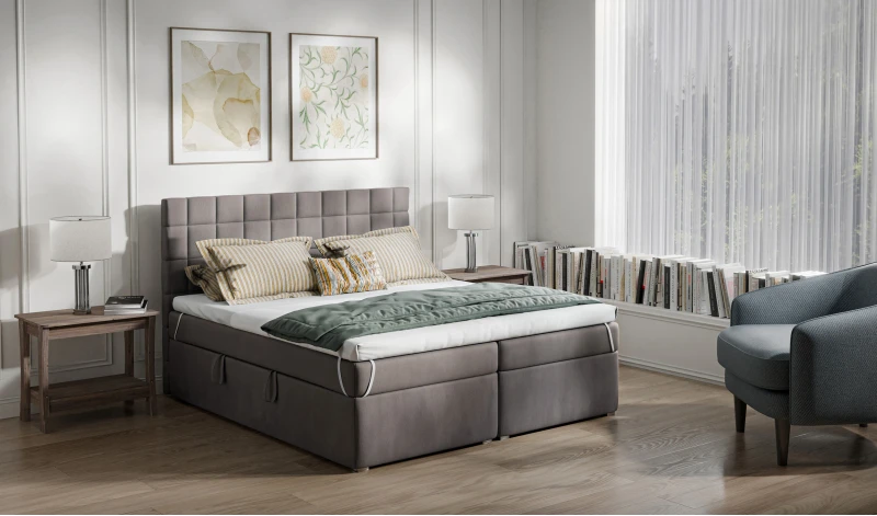 Łóżko kontynentalne tapicerowane do sypialni 140/200, 160/200, 180/200