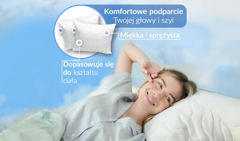 Poduszka EKO wykonana jest z kulki silikonowej. Dostępna w rozmiarach 50x60 cm i 70x80 cm Poduszka EKO wykonana jest z kulki silikonowej. Dostępna w rozmiarach 50x60 cm i 70x80 cm