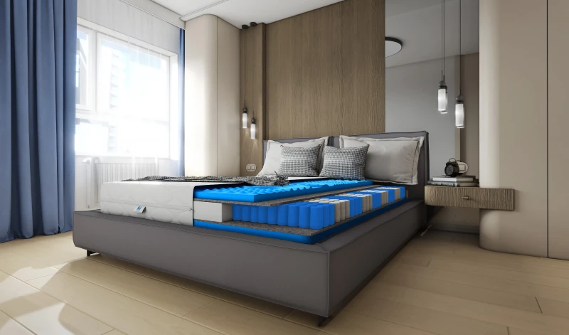 Materac sprężynowy premium z pokrowcem, pianka masująca