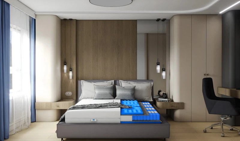 Materac sprężynowy premium z pokrowcem, pianka masująca