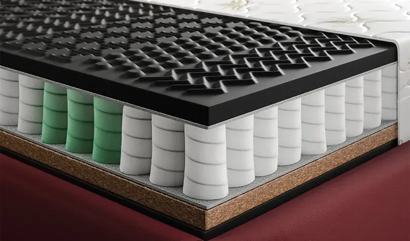 Materac sprężynowy dwustronny z matą kokosową i pianką masującą. dwie twardości idealny na ból pleców. ALOE VERA Premium Black0