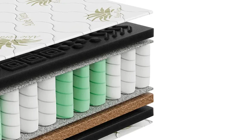 Materac sprężynowy dwustronny z matą kokosową i pianką masującą. dwie twardości idealny na ból pleców. ALOE VERA Premium Black0 Materac sprężynowy dwustronny z matą kokosową i pianką masującą. dwie twardości idealny na ból pleców. ALOE VERA Premium Black0
