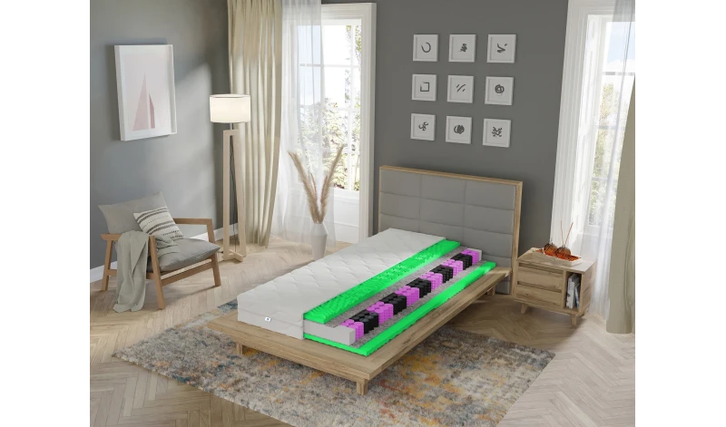 Vinotti materac masujący kieszeniowy sprężynowy 15 cm wygodny z pokrowcem H3, dostępny w rozmiarach 80x200 90x200 120x200 140x20